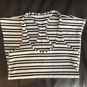 Lululemon white and black racerback tan top.